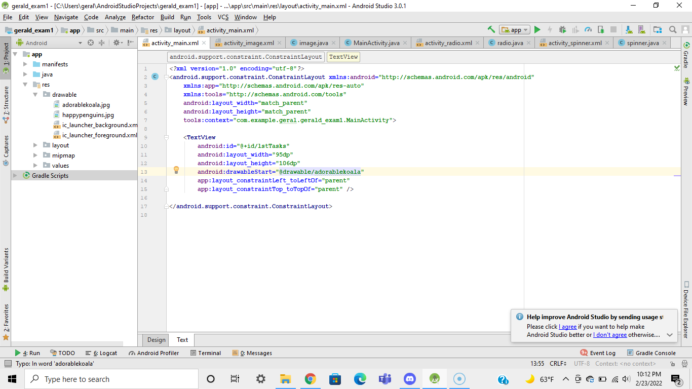 Solved Android Studio Help: Can you help me with this weird | Chegg.com