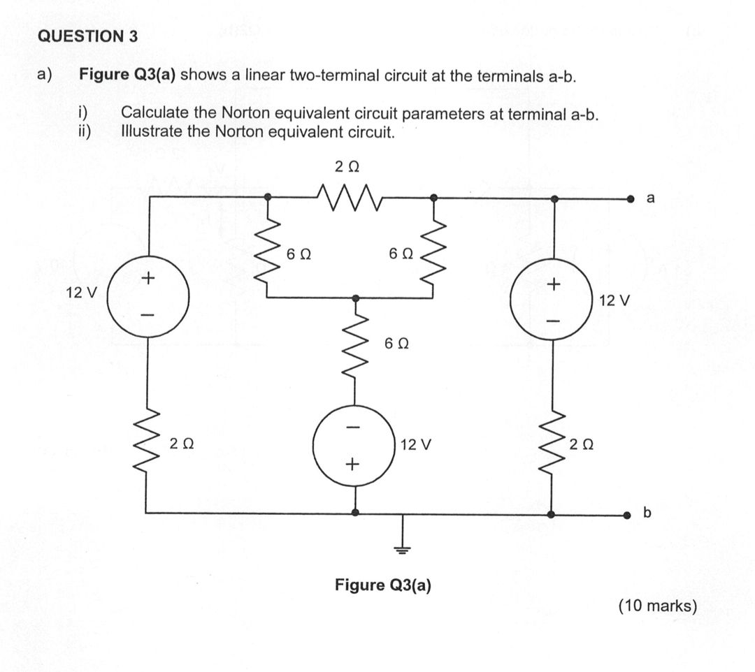 Solved a) Figure Q3(a) shows a linear twoterminal circuit