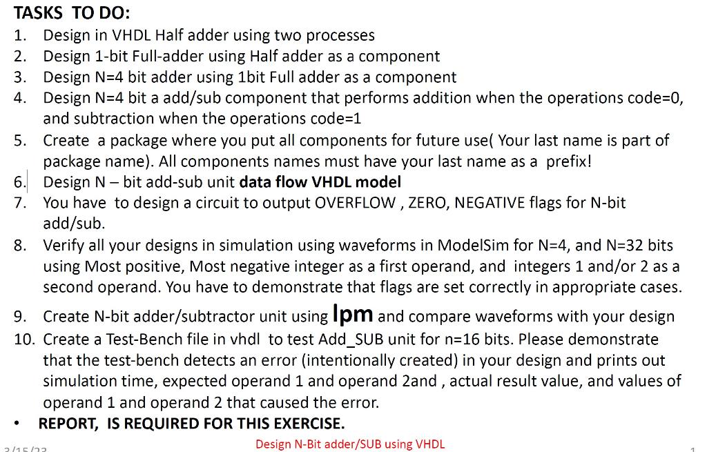 Solved 1 design in vhdl half adder using two processes 2 chegg