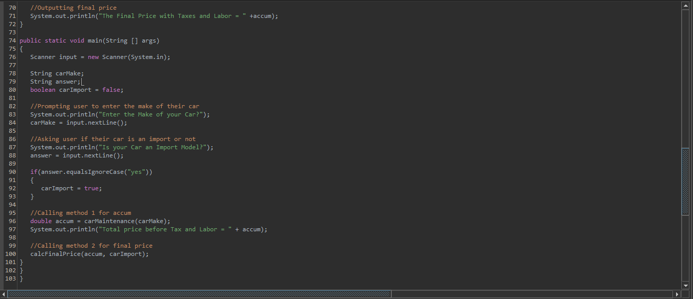 Solved Having trouble fixing my code so that it works as | Chegg.com