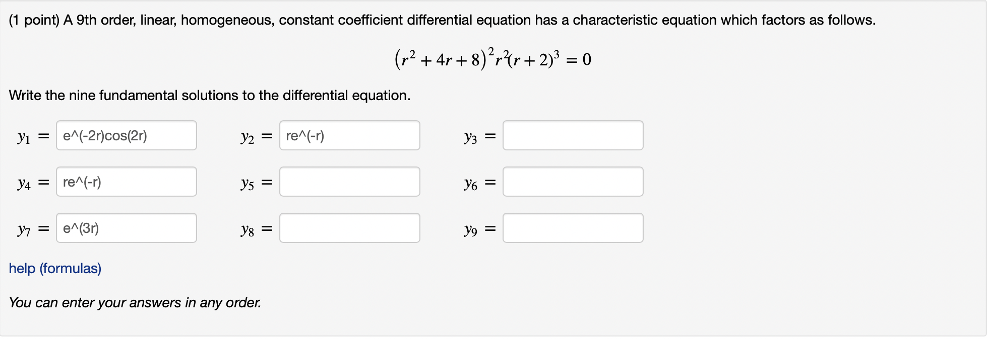 Solved (r2+4r+8)2r2(r+2)3=0 Write the nine fundamental | Chegg.com