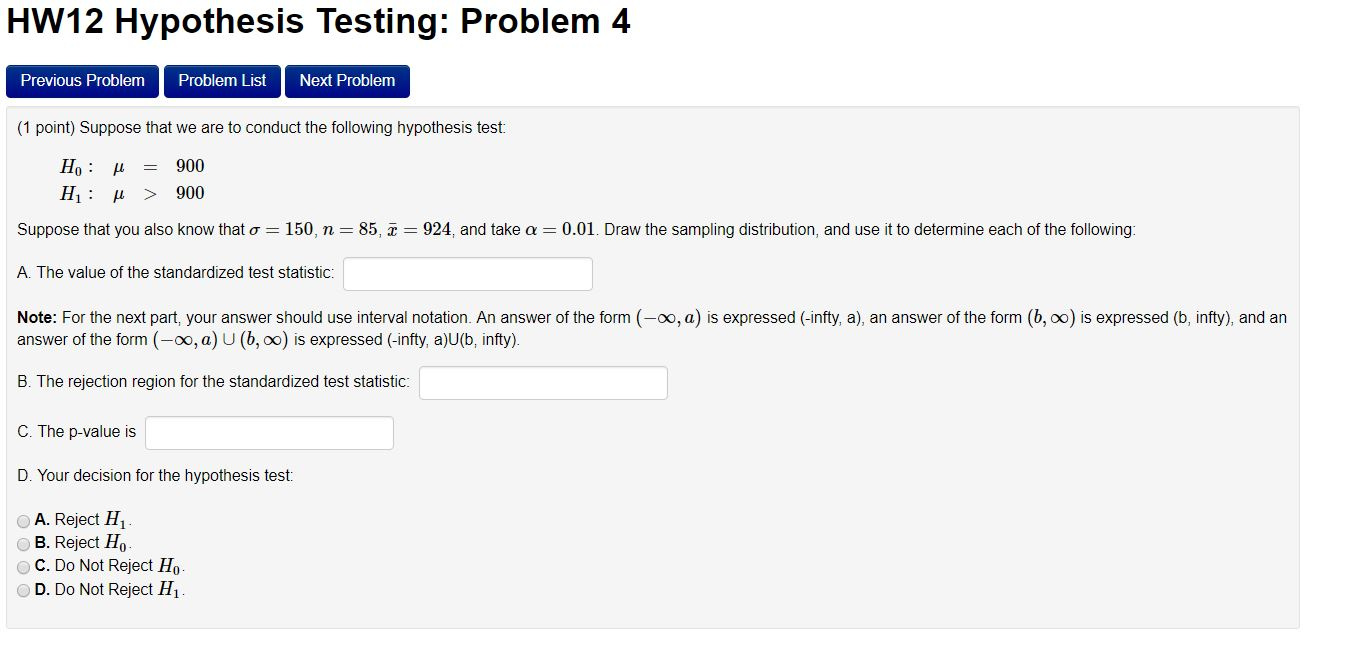 Solved HW12 Hypothesis Testing: Problem 4 Previous Problem | Chegg.com