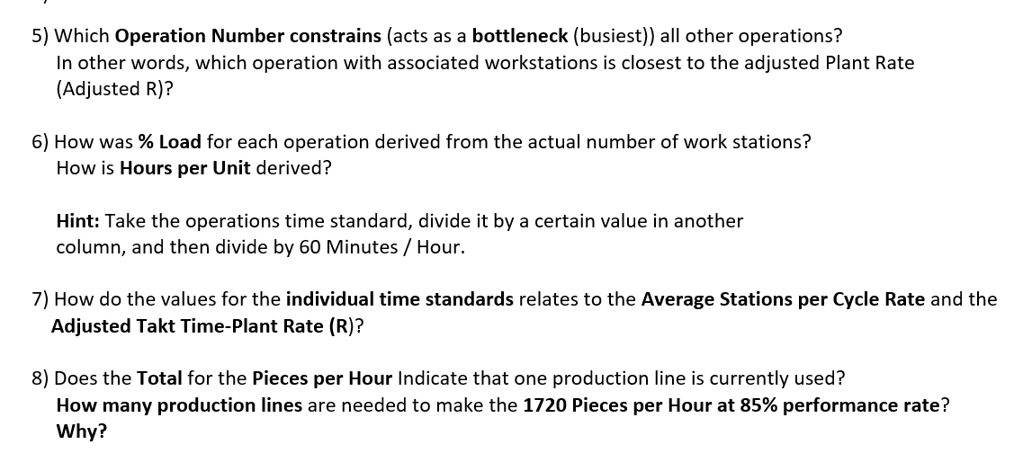 The operations of a manufacturing / assembly line to | Chegg.com