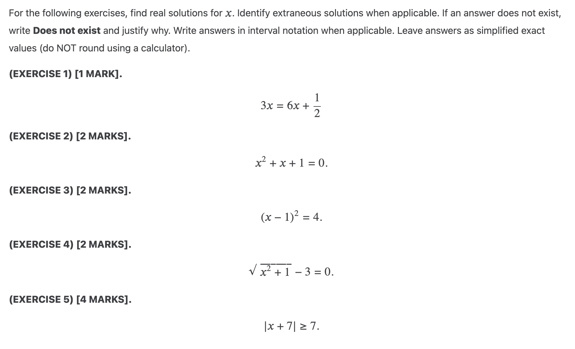 Solved For the following exercises, find real solutions for | Chegg.com