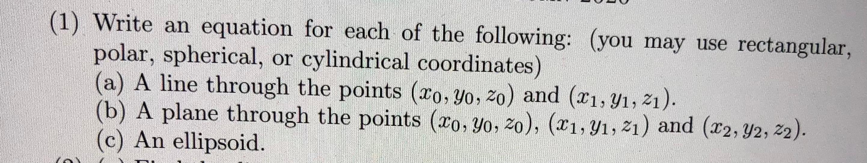 Solved (1) Write an equation for each of the following: (a) | Chegg.com