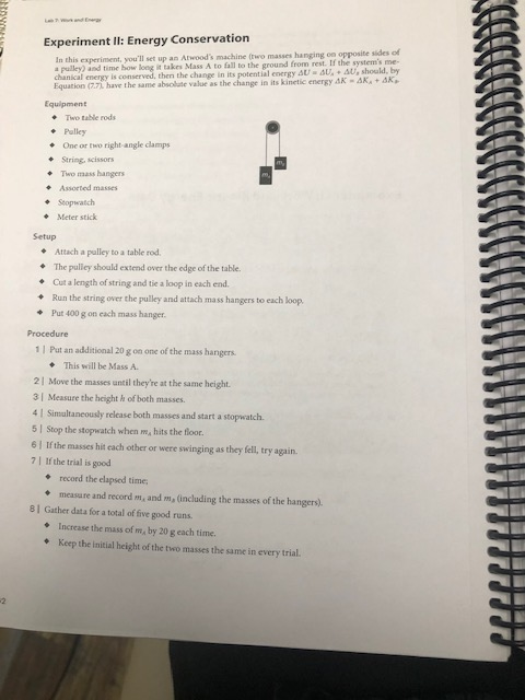 work and energy lab experiment