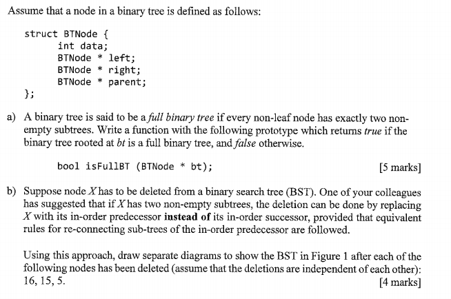 Solved Assume that a node in a binary tree is defined as | Chegg.com