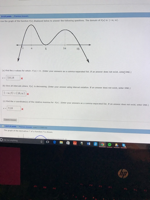 Solved Use the graph of the function F(x) displayed below | Chegg.com