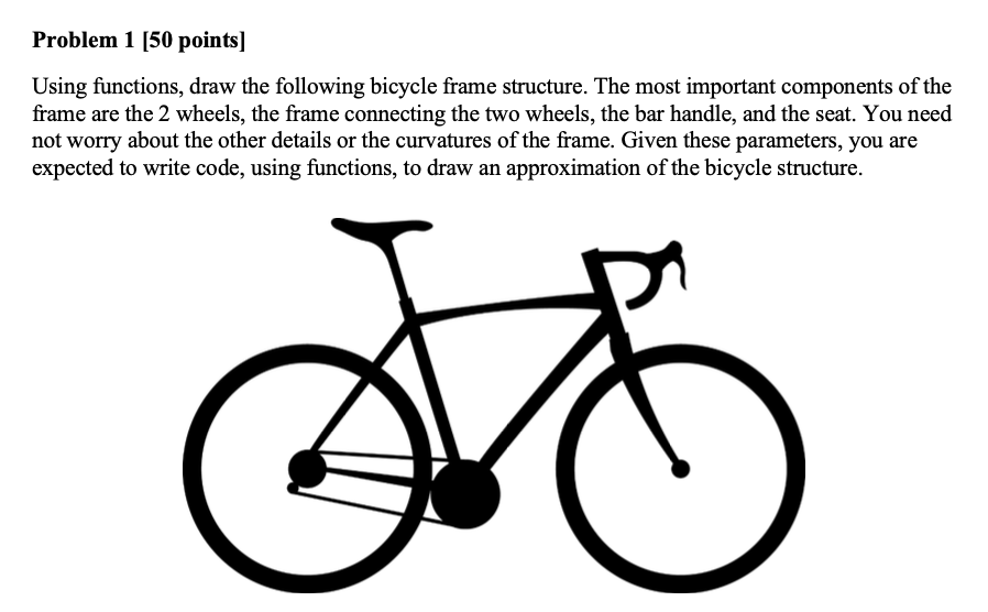 Solved Using functions, draw the following bicycle frame | Chegg.com