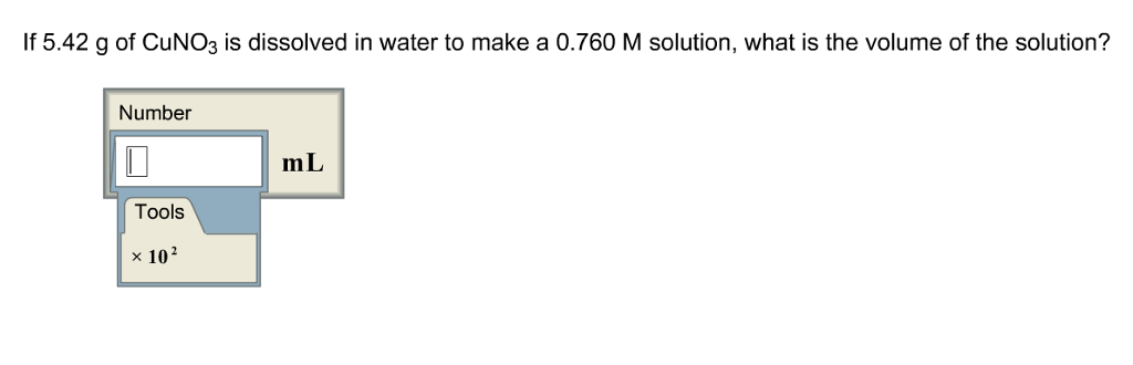 Solved If 5.42 g of CuNO3 is dissolved in water to make a | Chegg.com