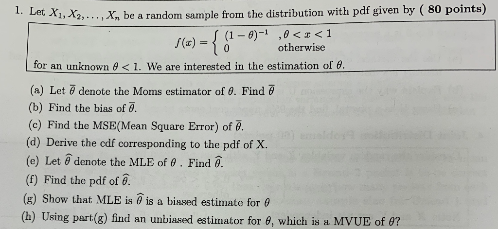 Solved Let X1 X2 X Be A Random Sample From The Chegg Com