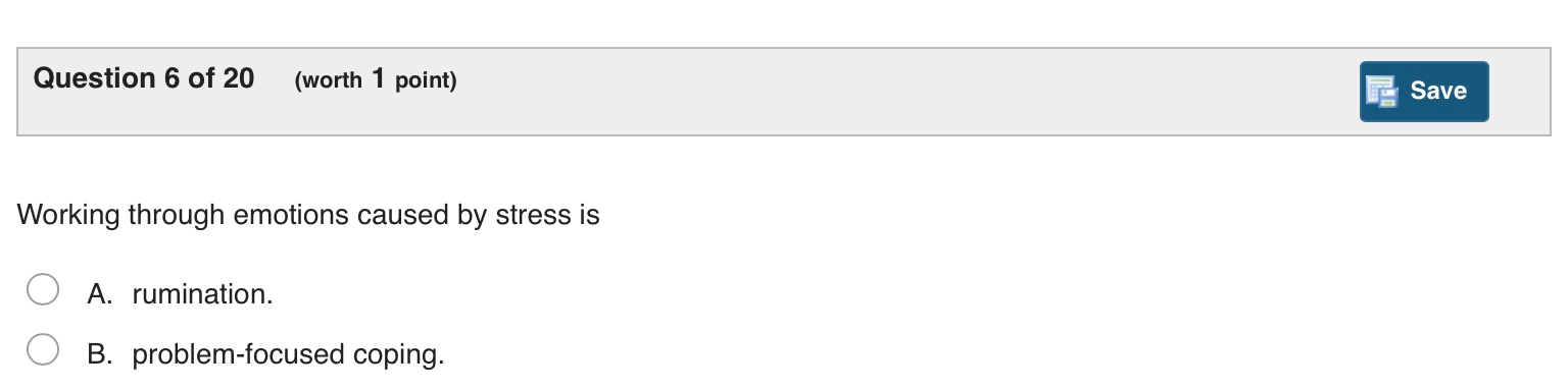 Solved Question 6 of 20 (worth 1 point) Save Working through | Chegg.com