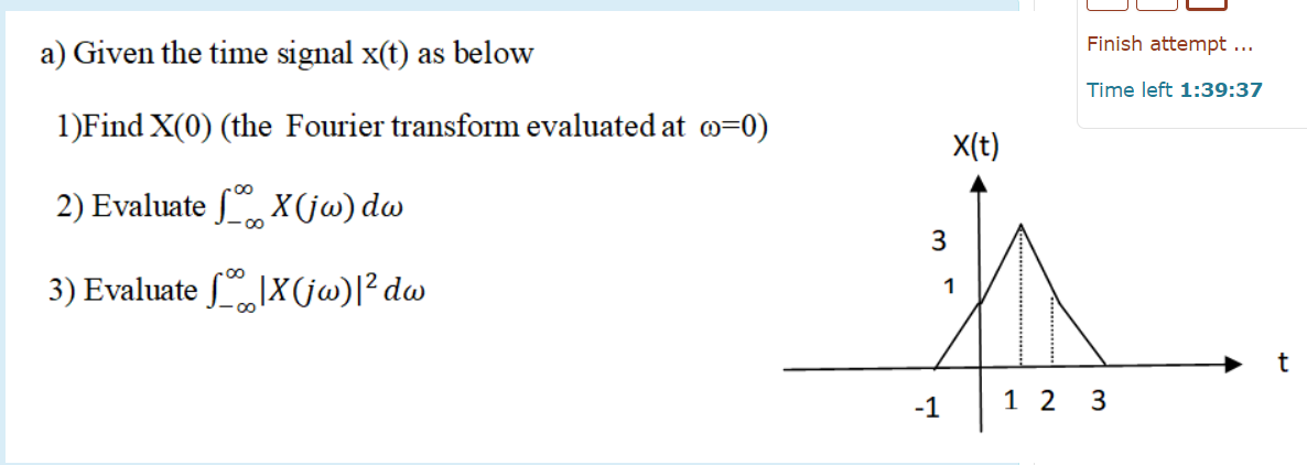 Solved Finish attempt ... a) Given the time signal x(t) as | Chegg.com