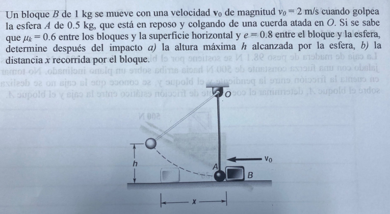 Solved Un Bloque B De 1 Kg Se Mueve Con Una Velocidad V0 De | Chegg.com