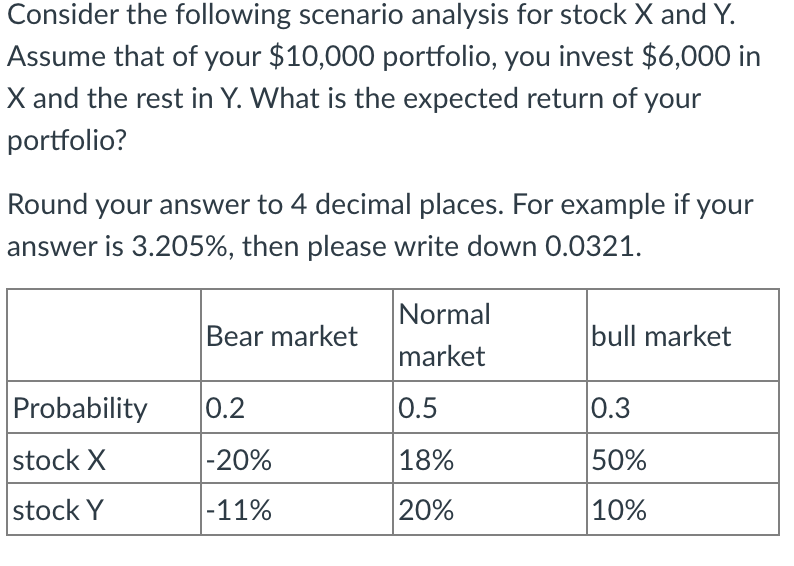 Solved Consider The Following Scenario Analysis For Stock X | Chegg.com