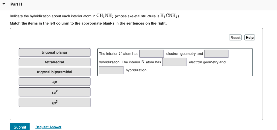 Solved Part H Indicate the hybridization about each interior