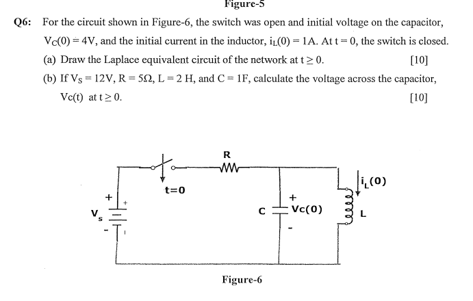 Solved Figure-5 Q6: For the circuit shown in Figure-6, the | Chegg.com