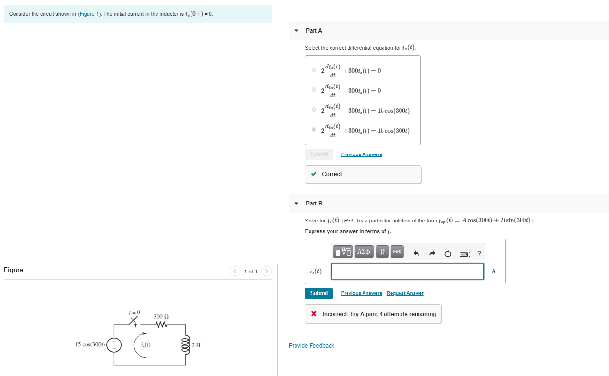 Solved Consider the circuit shown in (Figure 1). The initial | Chegg.com
