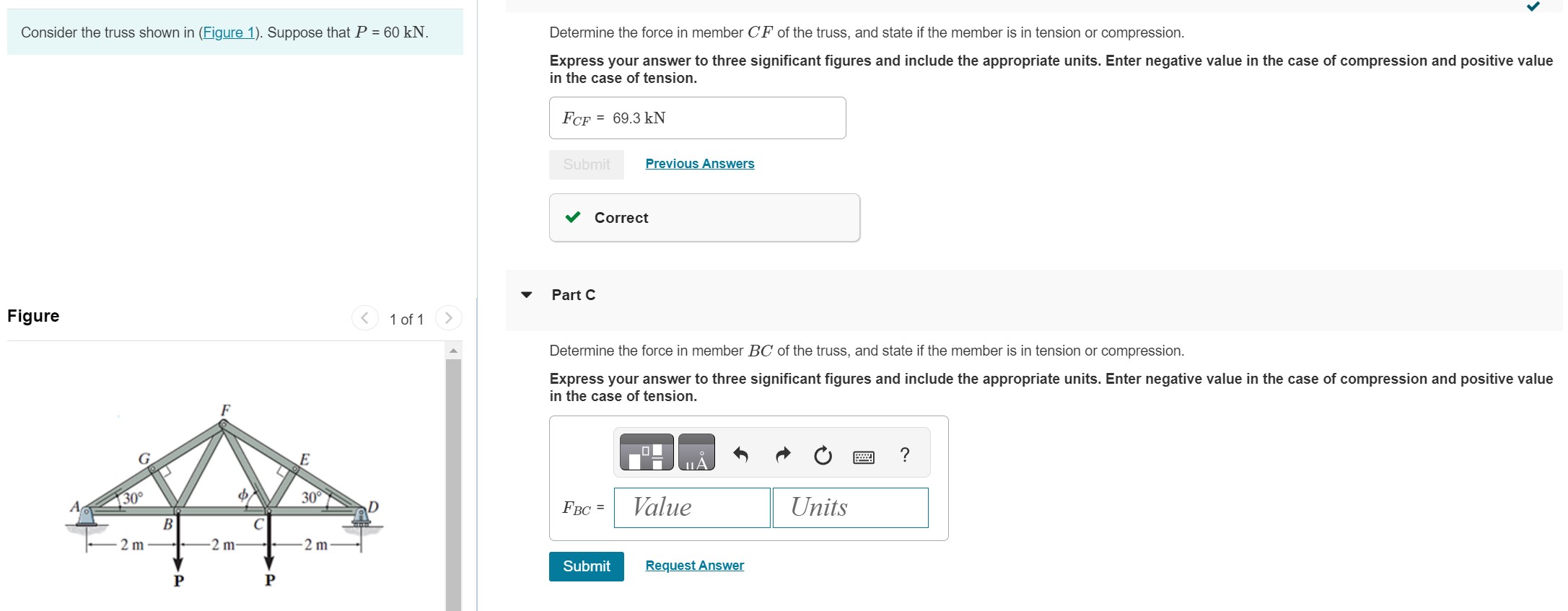 Solved Consider the truss shown in (Figure 1). ﻿Suppose that | Chegg.com