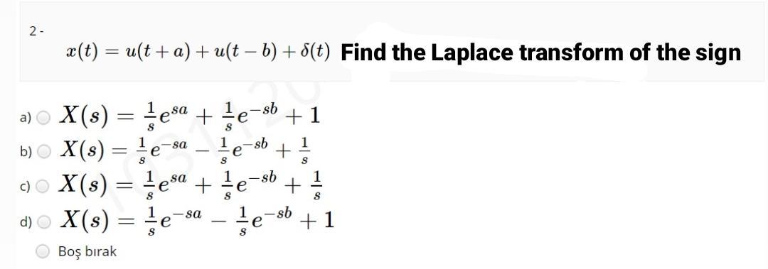 Solved 2 A T U T A Uſt B 8 T Find The Lapla Chegg Com