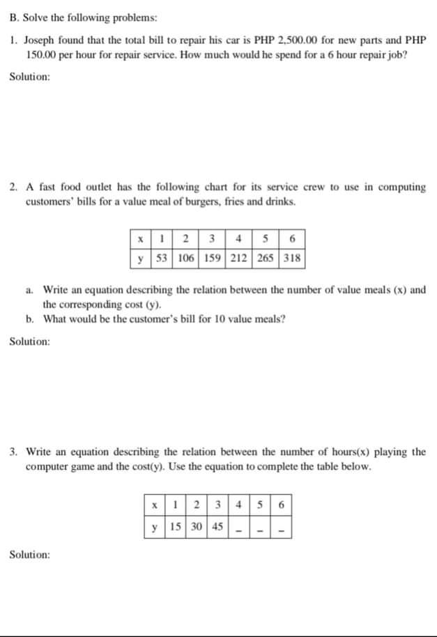 Solved B. Solve The Following Problems: 1. Joseph Found That | Chegg.com