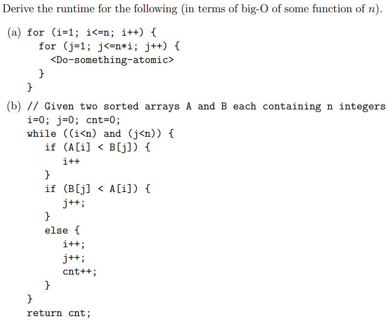 Solved This is a time complexity and algorithmic | Chegg.com