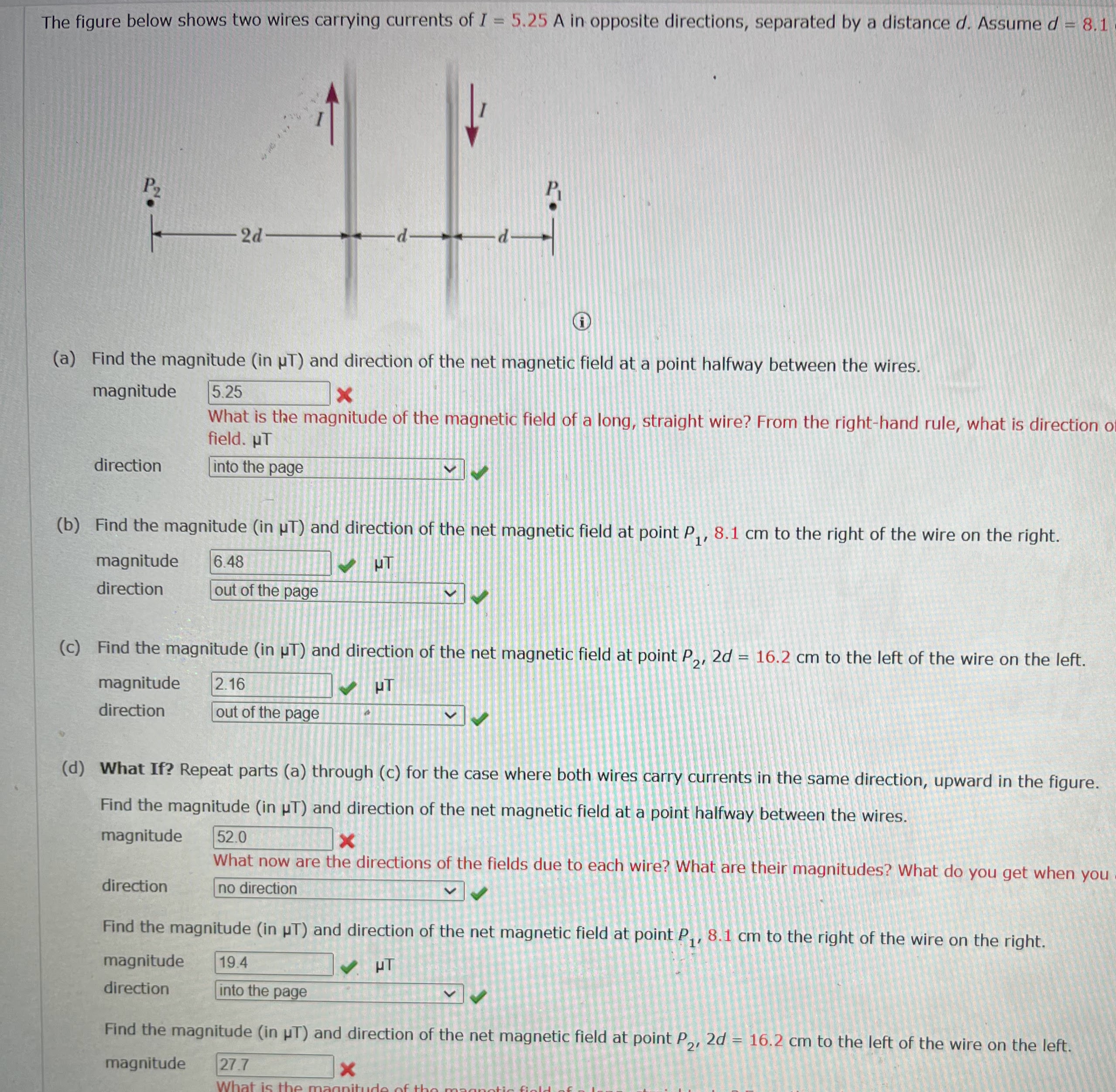 Solved by an EXPERT The figure below shows two wires carrying currents ...