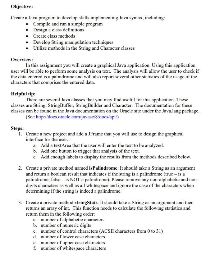 Solved Objective: Create a Java program to develop skills | Chegg.com