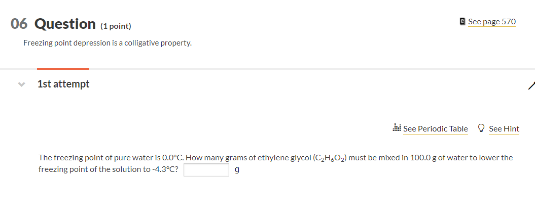 Solved 06 Question (1 point) e See page 570 Freezing point | Chegg.com