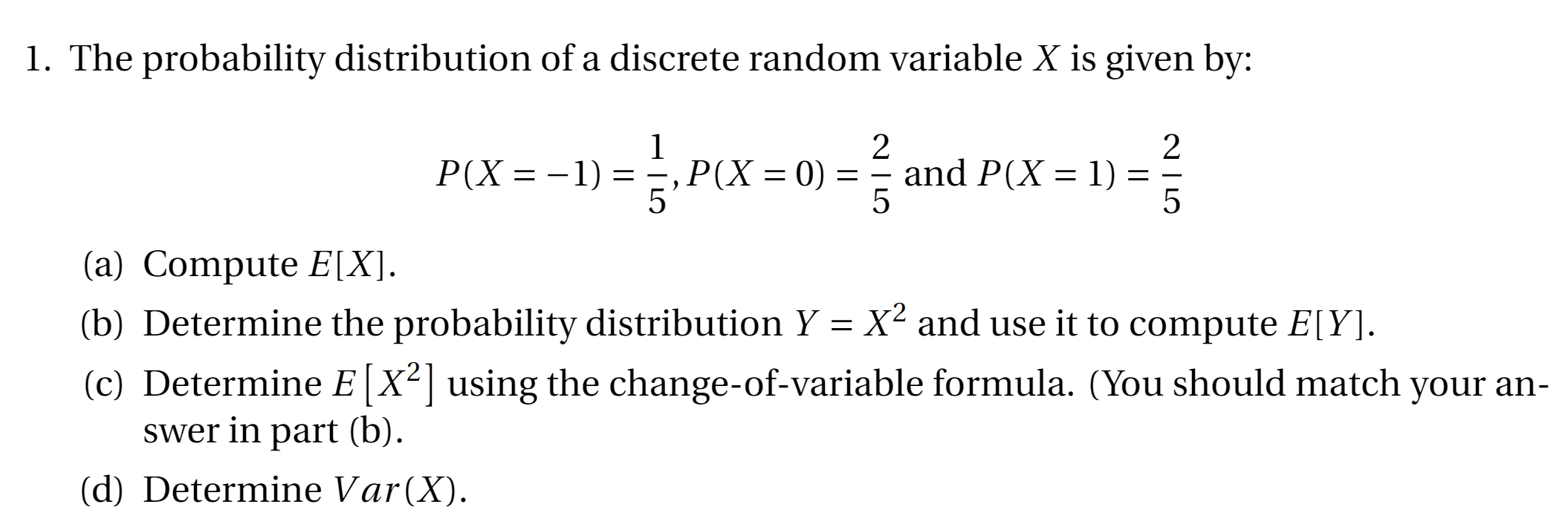 Solved 1 The Probability Distribution Of A Discrete Rand Chegg Com