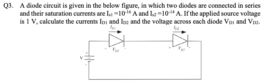 Solved Q3. A diode circuit is given in the below figure, in | Chegg.com