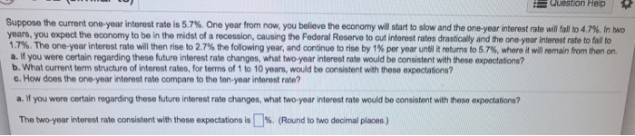 Solved Question Help Suppose the current one-year interest | Chegg.com