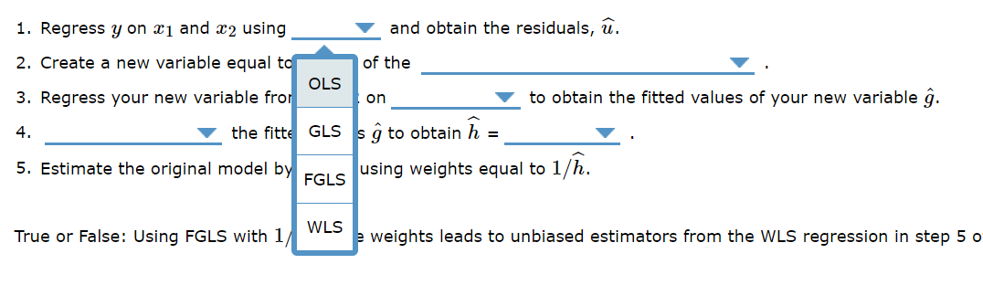 Solved 8 Feasible Generalized Least Squares Suppose You Chegg Com