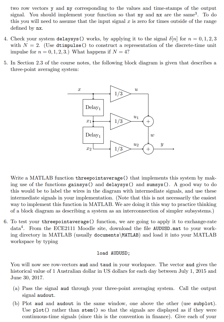 Solved 5.1 Activities 1. Write a MATLAB function sumsys () | Chegg.com