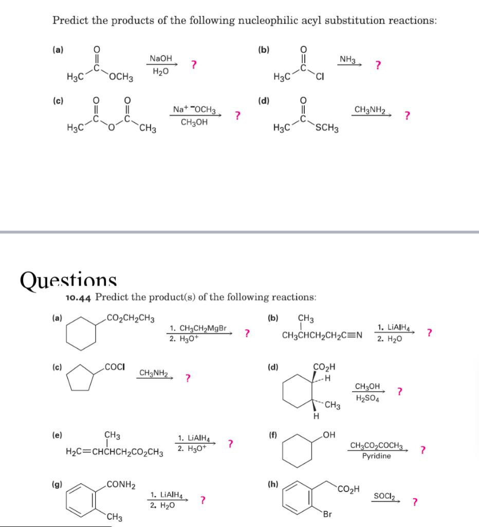 Solved Predict the products of the following nucleophilic | Chegg.com