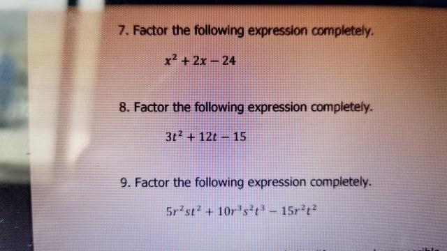 Solved 7. Factor the following expression completely. x2 + | Chegg.com