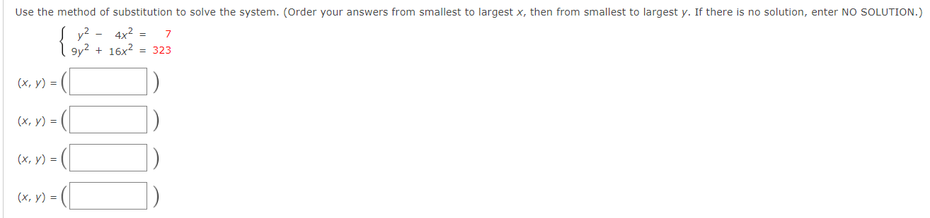 Solved Use the method of substitution to solve the system. | Chegg.com