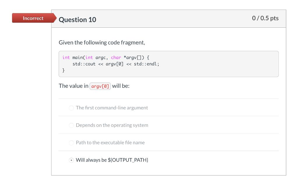 In the following code