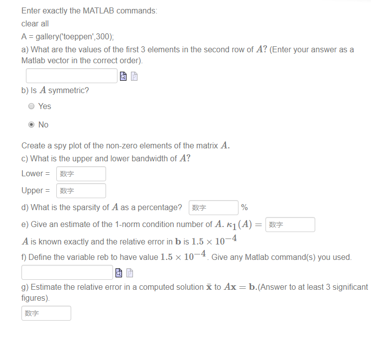 Solved Enter exactly the MATLAB commands: clear all A = | Chegg.com