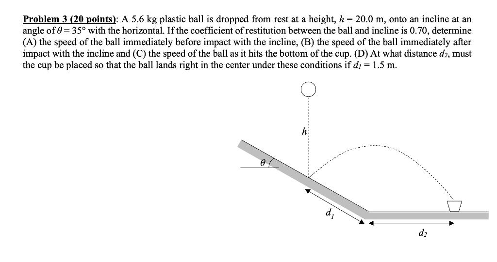 Solved Problem 3 (20 points) A 5.6 kg plastic ball is