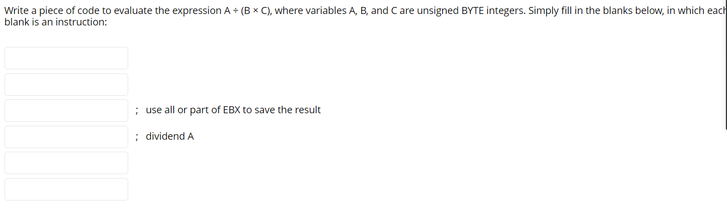 Solved Write a piece of code to evaluate the expression A÷ | Chegg.com
