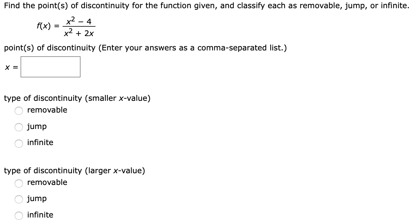 Solved Find the point(s) of discontinuity for the function | Chegg.com