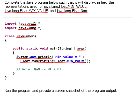 Solved Complete The Java Program Below Such That It Will Chegg Com