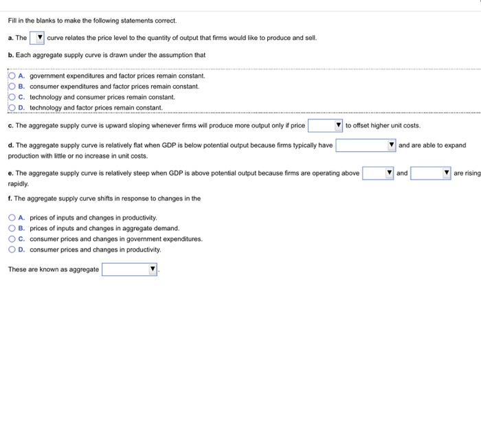 Solved Fill in the blanks to make the following statements