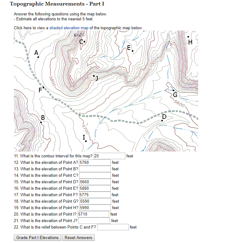 I 5 Elevation Map Solved Answer The Following Questions Using The Map Below. | Chegg.com