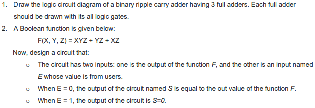 Solved 1. Draw The Logic Circuit Diagram Of A Binary Ripple | Chegg.com