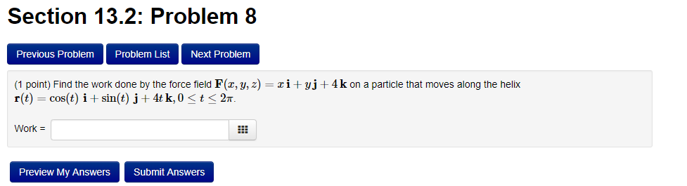Solved Section 13.2: Problem 8 Previous Problem Problem List | Chegg.com
