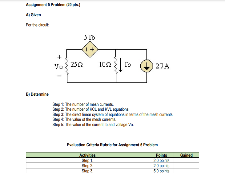 Solved Assignment 5 Problem (20 pts.) A) Given For the | Chegg.com
