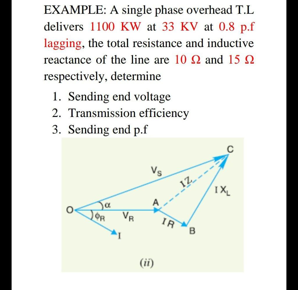 Solved EXAMPLE A single phase overhead T.L delivers 1100 KW
