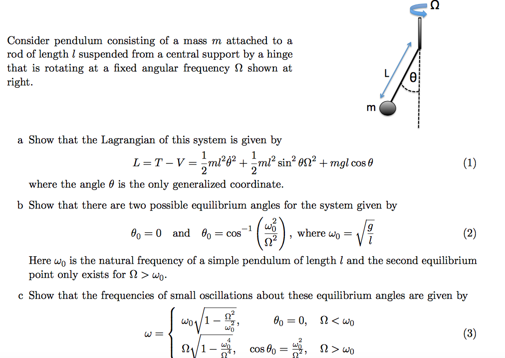 Solved Consider pendulum consisting of a mass m attached to